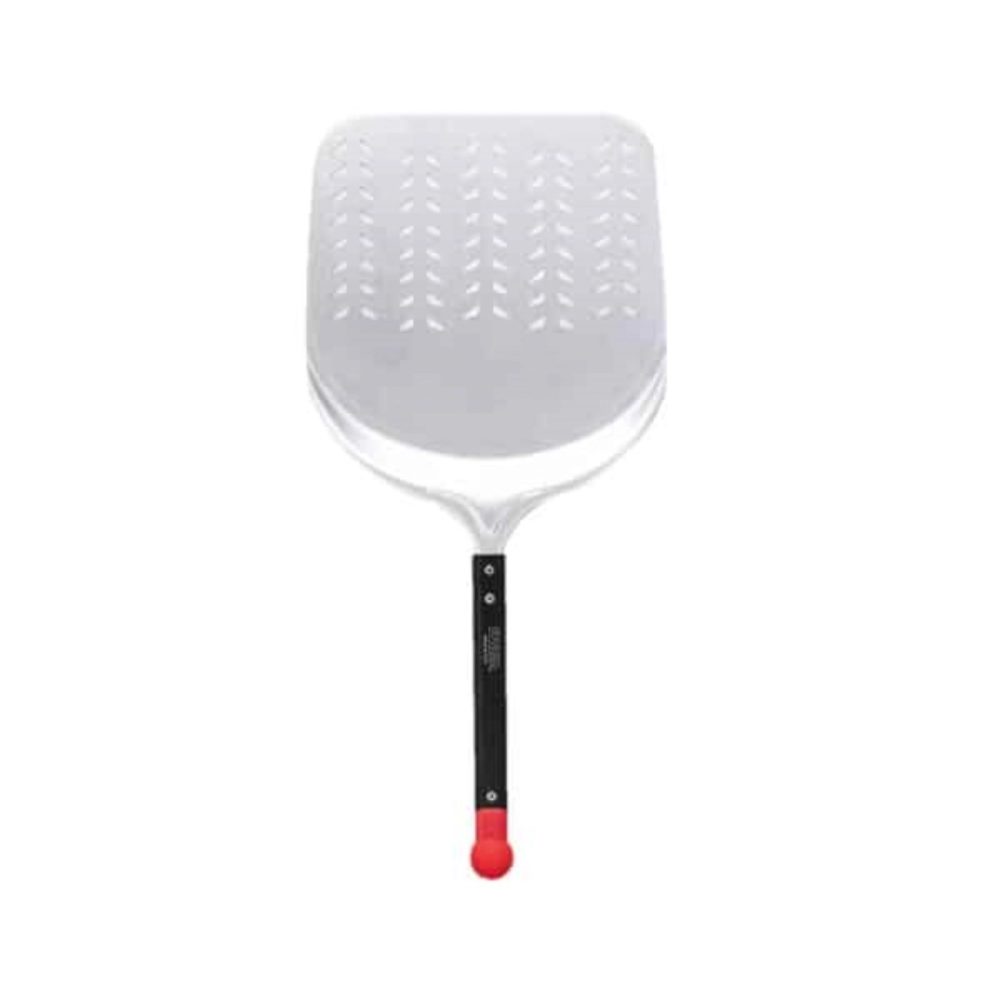 Pizzaschieber Alu rechteck. perfor. 33cm kurzer Griff L63cm