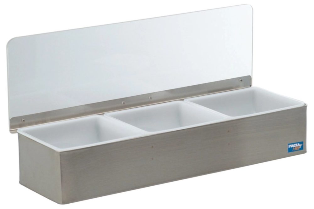 Zutatenbox Edelstahl mit 3 Behälter gross 45x15x9cm
