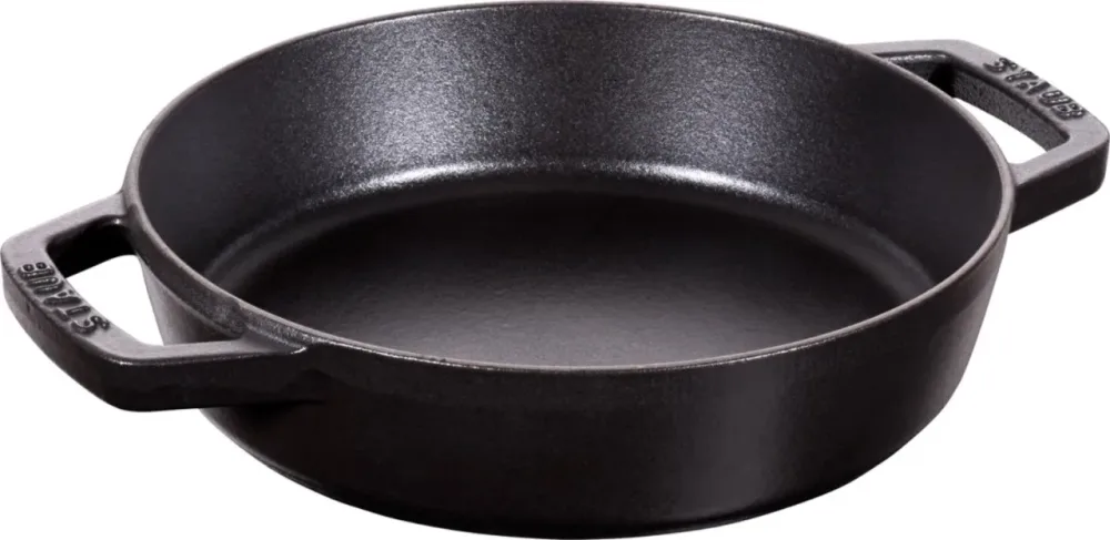 Bratpfanne mit 2 Griffen 20cm, Schwarz, Gusseisen