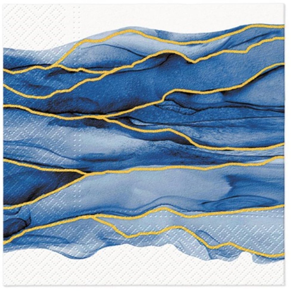 Servietten Lunch 20x Wasserfarben Wellen, 33x33cm