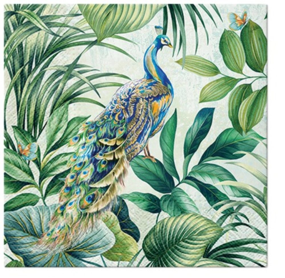 Servietten Lunch 20x Pfau, 33x33cm