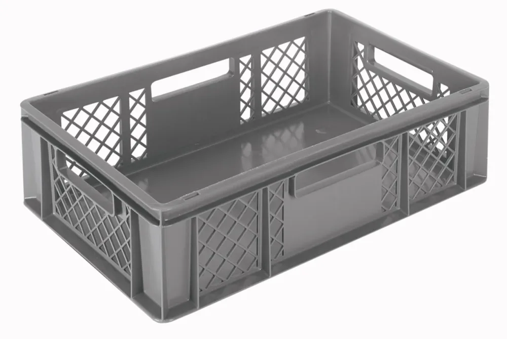 Behälter grau 60x40x17cm Standard Boden geschlos/Wände perfo