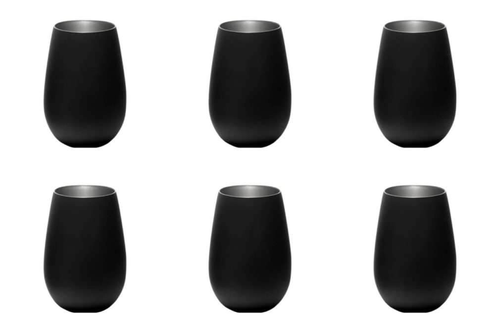 6er Set Elements Becher 465ml schwarz/silber