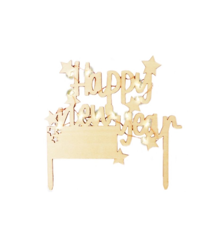 Cake Topper mit LED-Beleuchtung Happy New Year