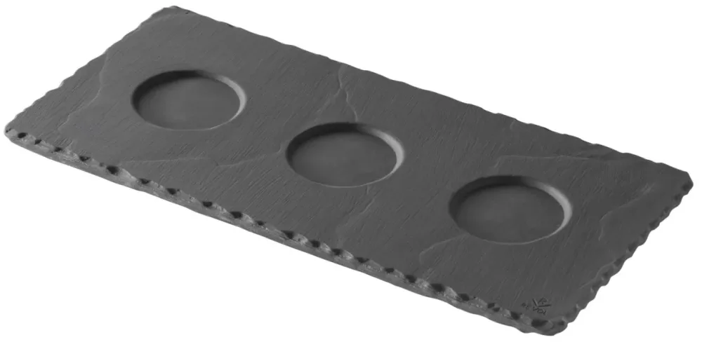 Tablett mit 3 Vertiefungen, 25x12cm schiefer-optik
