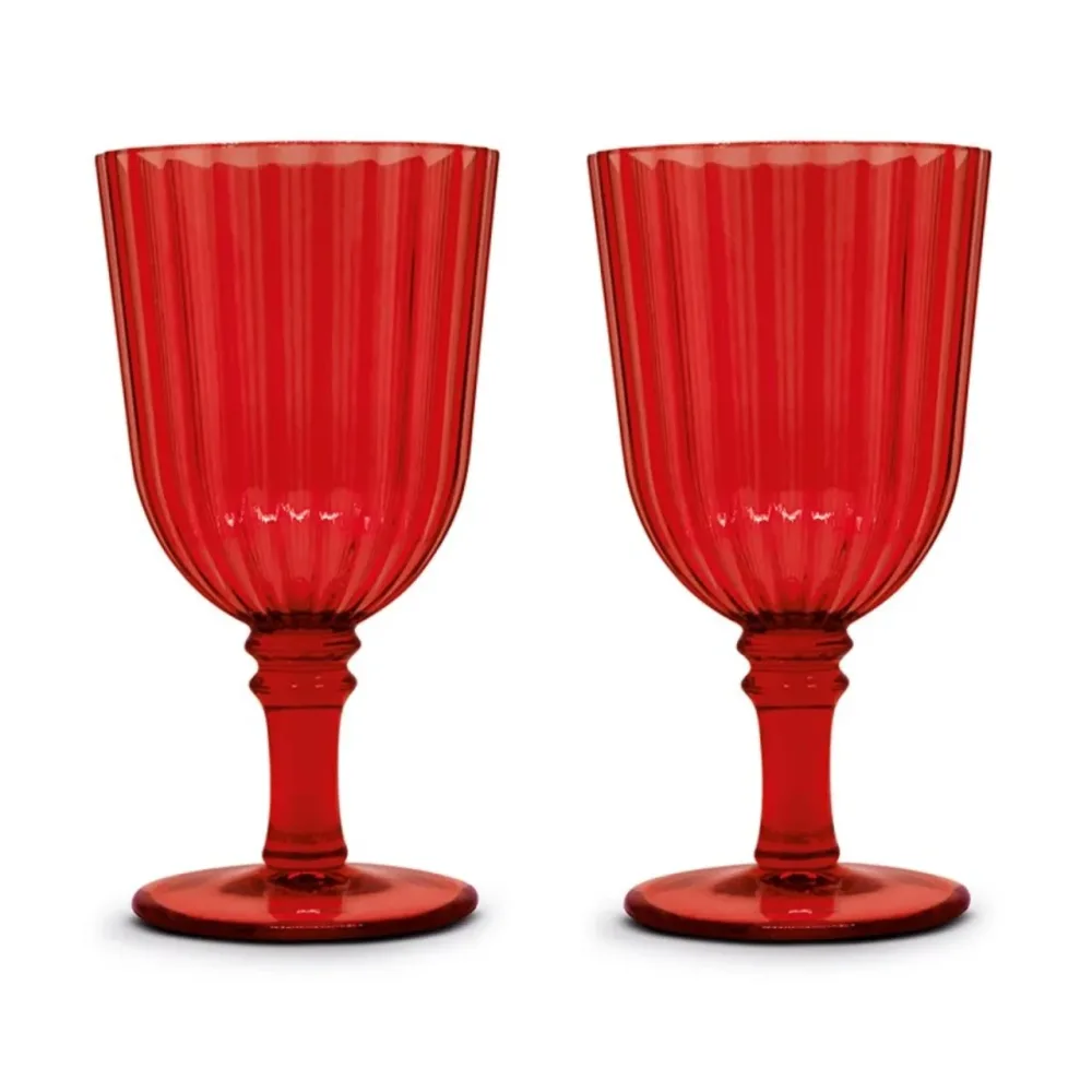 2er Set Gläser aus Acryl 460ml, rot