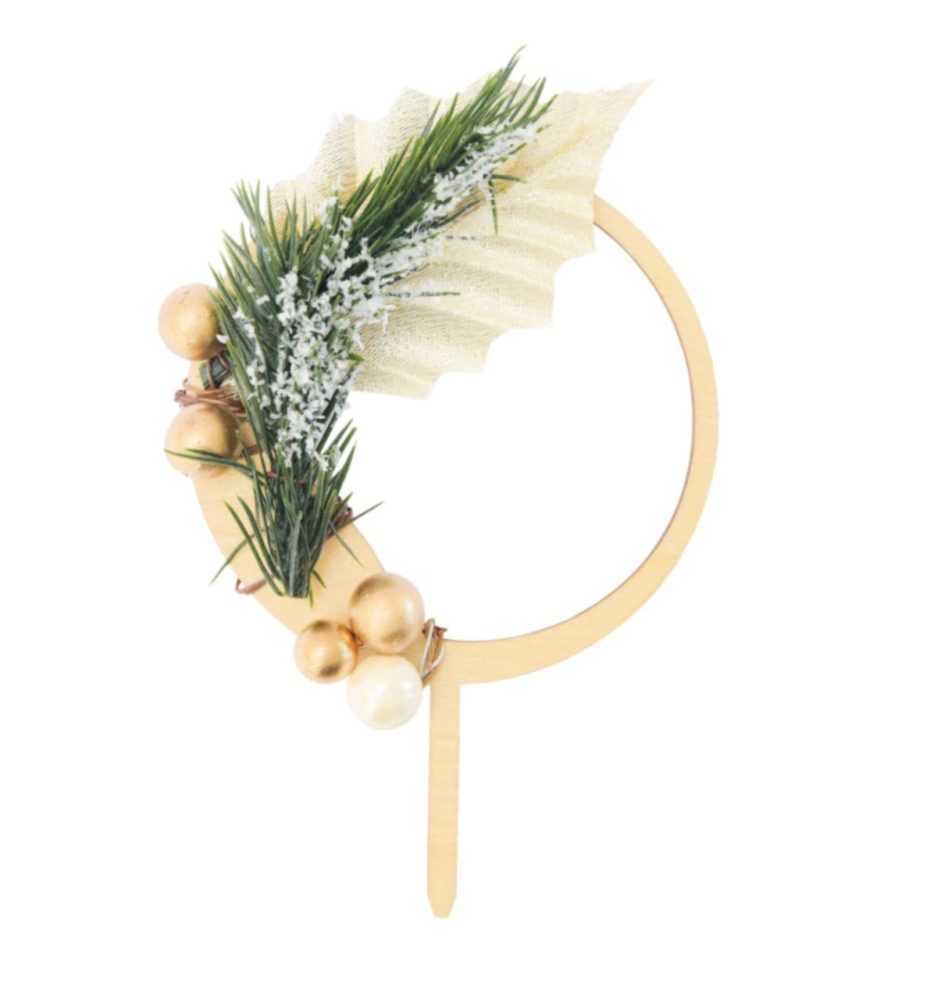 Cake Topper aus Holz Weihnachtskranz