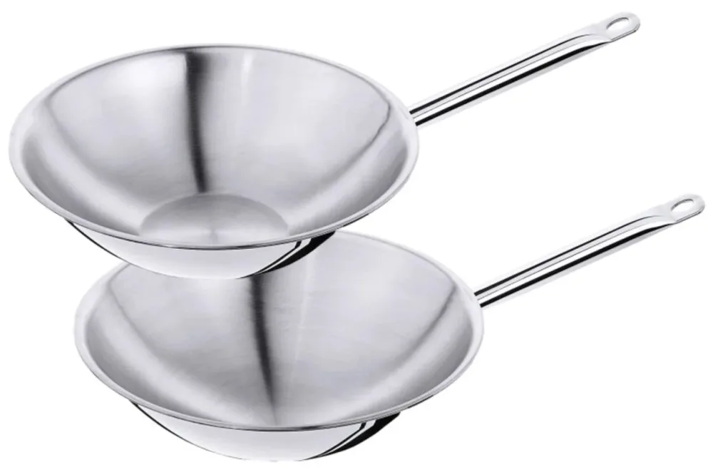 Wok Edelstahl mehrschichtig, flacher Boden D36cm
