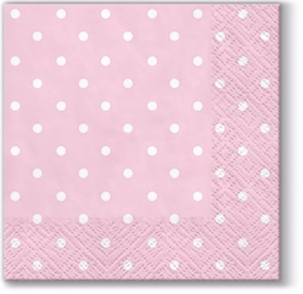 Servietten Cocktail 20x Punkte rosa/weiss, 25x25cm