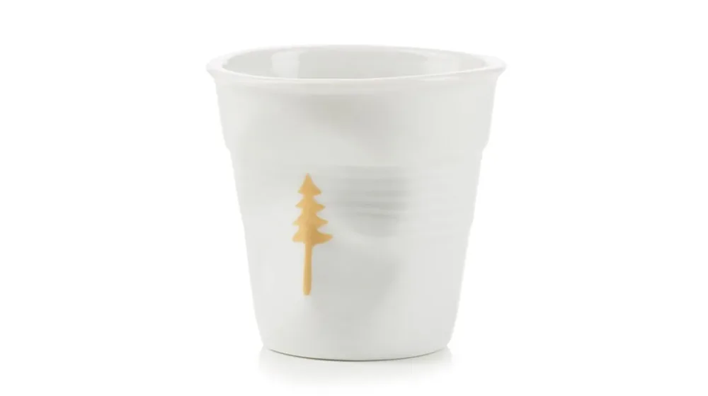 Espresso Knitterbecher 8 cl, Tannenbaum gold/weiss