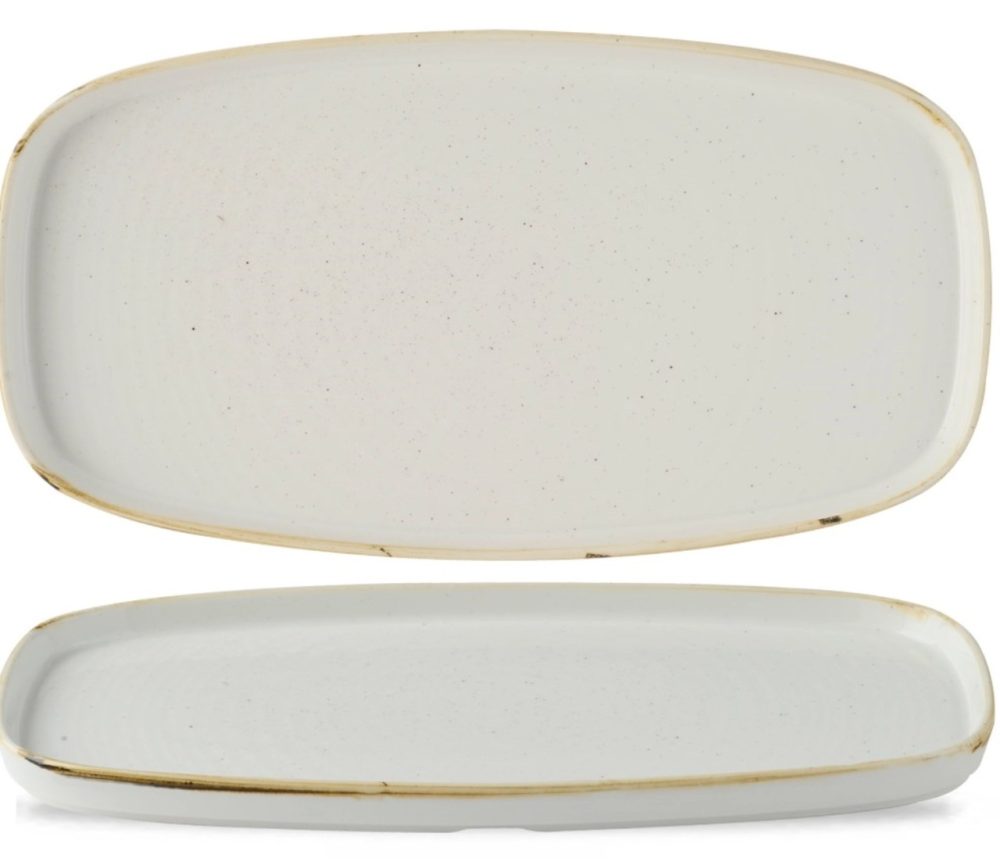 Churchill Platte Stonecast Barley White mit Steilrand; 35x18.5x2 cm (LxBxH); weiss/braun; rechteckig; 6 Stück / Pack