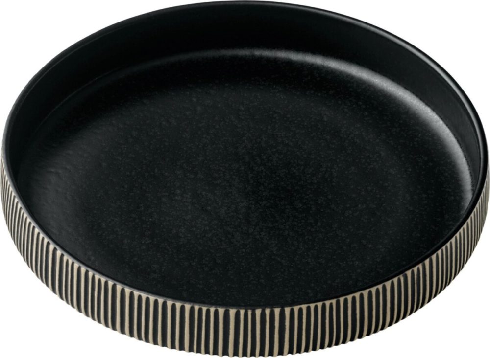 Playground Teller tief Nara Relief; 1300 ml, 24x4.2 cm (ØxH); schwarz/weiss; rund; 6 Stück / Pack