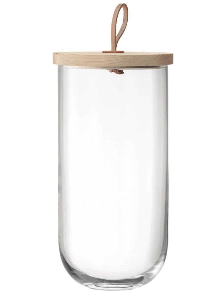 Ivalo Behälter mit Deckel aus Esche H29.5cm transparent