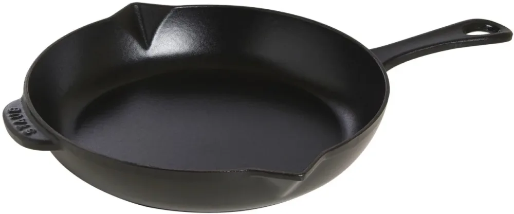 Bratpfanne mit Ausgiessnase 26cm, Schwarz, Gusseisen