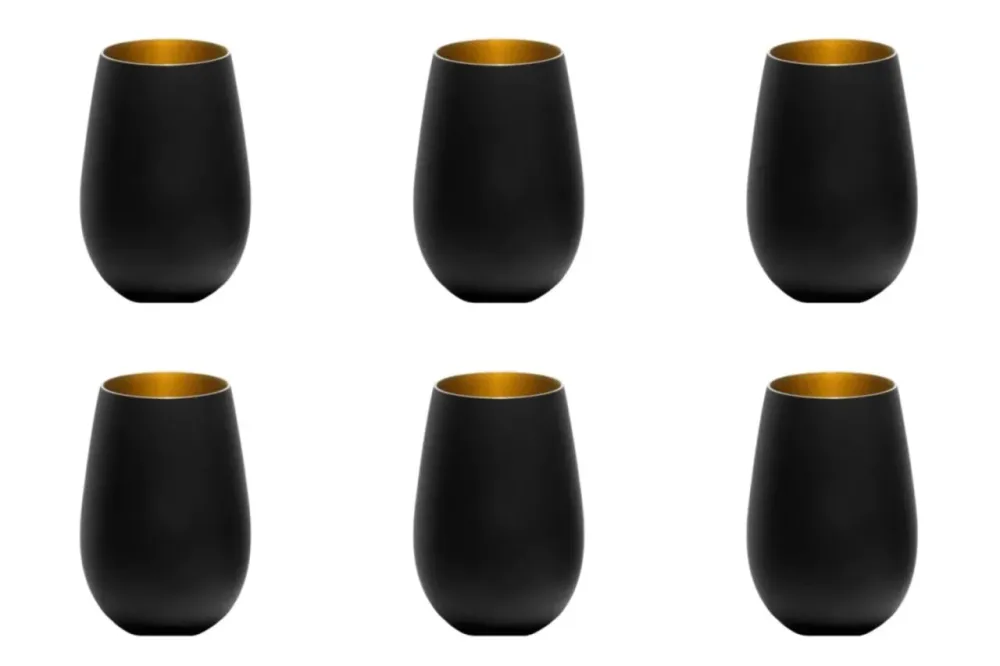 6er Set Elements Becher 465ml schwarz/gold