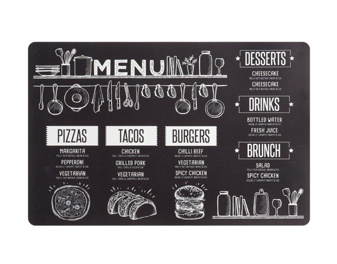 Tischset Menu schwarz