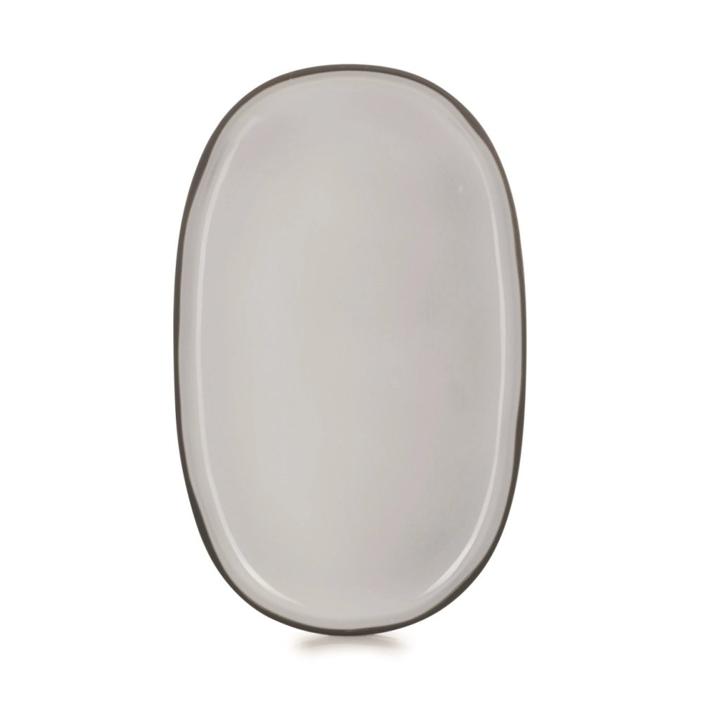 Caractère Servierplatte oval, 35.5x21.8x2.5cm, kumu. weiss