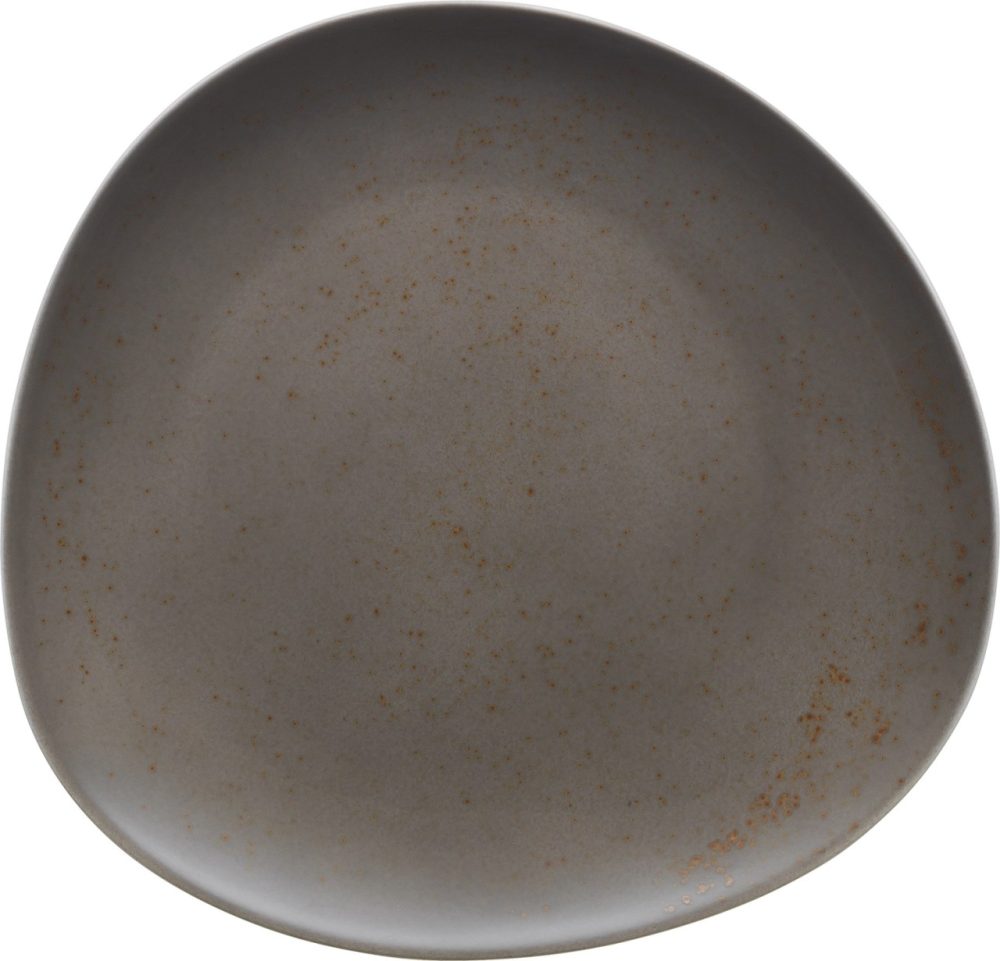 Pottery Unique Darkgrey Teller flach asymmetrisch coupe 15cm