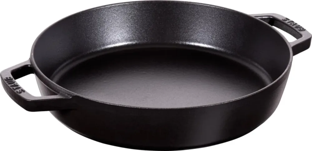 Bratpfanne mit 2 Griffen 26cm, Schwarz, Gusseisen