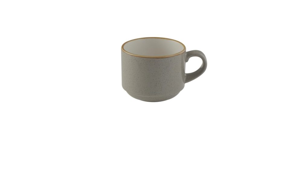Churchill Cappuccino Tasse Stonecast Peppercorn stapelbar; 220 ml, 7 cm (H); grau/braun; rund; 12 Stück / Pack