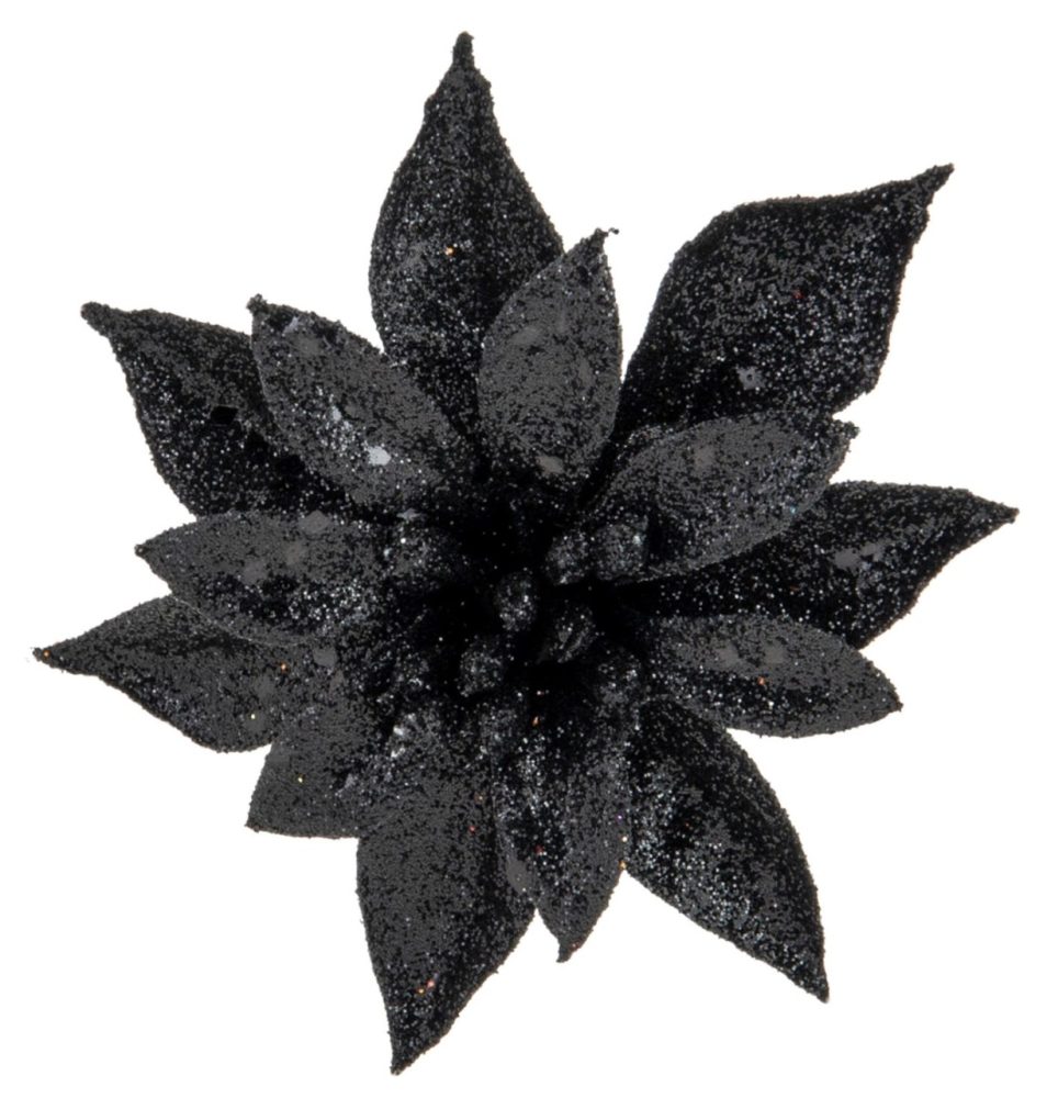 Weihnachtsstern Klammer, glitter schwarz