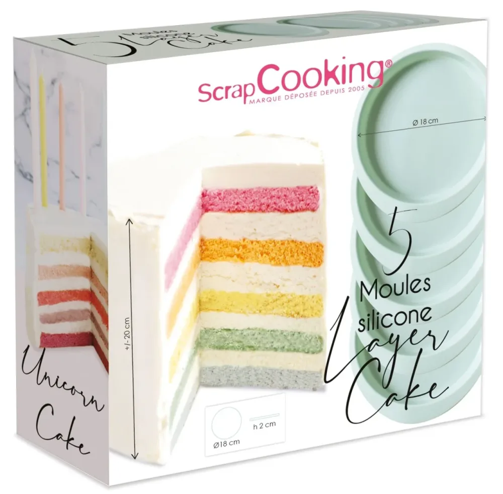 5er Set Backform für Schichtkuchen Silikon