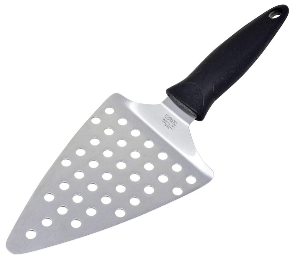 Pizzawender dreieckig perforiert mit Handgriff 12x16cm