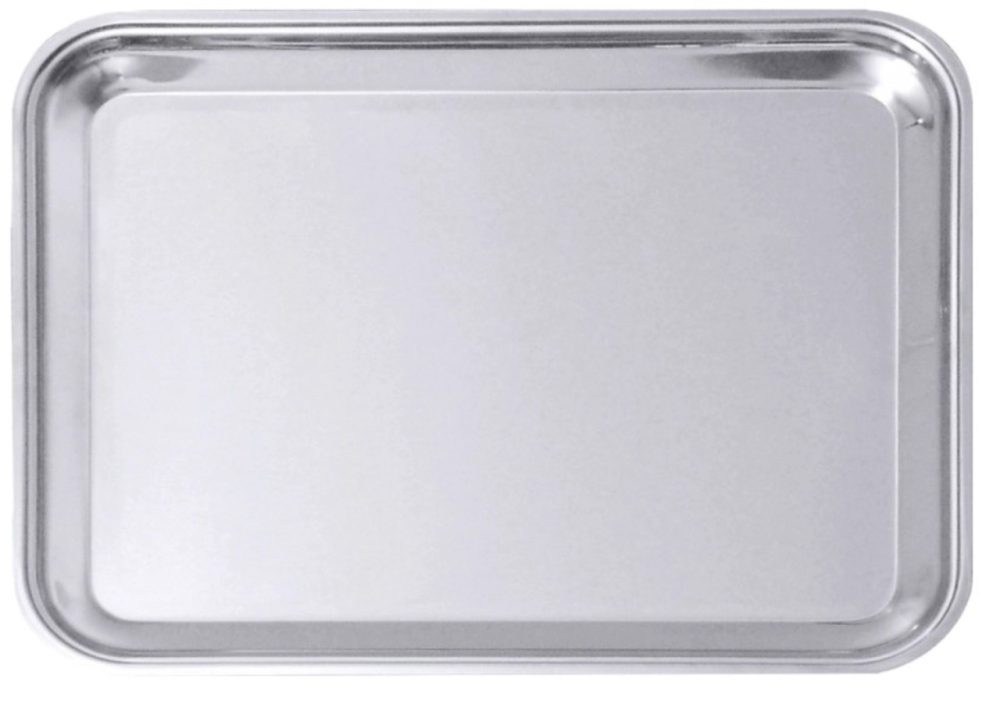 Tablett rechteckig 42x32cm, Edelstahl mit gebördeltem Rand