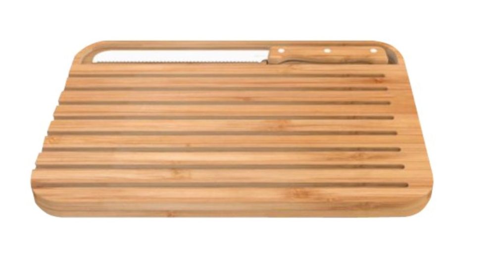 Pebbly - Brotbrett mit Messer, 20 x 36 cm, Braun