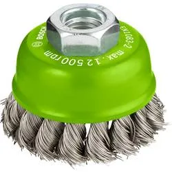 Bosch Accessories Topfbürste, Edelstahl, gezopfter Draht, 65 mm, 0,35 mm, 12500 U/min, M14 Bosch Power Tools 2608622104