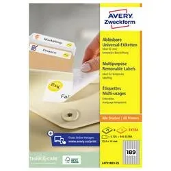 AVERY ZWECKFORM Universal-Etiketten 25.4x10mm L4731REV-25 weiss 5670 Stk./25 + 5 Blatt