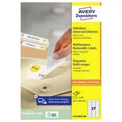 AVERY ZWECKFORM Universaletiketten 63,5x29,6mm L4737REV-100 weiss,non-perm. 2700Stk.100B.