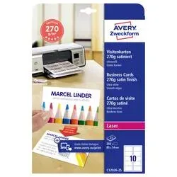 AVERY ZWECKFORM Visitenkarten 85x54mm/A4 C32026-25 weiss, 270g 250 St&uuml;ck