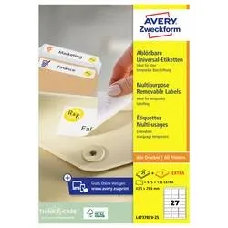 AVERY ZWECKFORM Universal-Etikett. 63.5x29.6mm L4737REV-25 weiss 810 Stk./25 + 5 Blatt