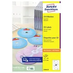 AVERY ZWECKFORM CD-Etiketten SuperSize 117mm L7676-25 weiss, permanent 25x2 Stk.