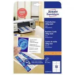 AVERY ZWECKFORM Visitenkarten Design 85x54mm C32010-25 MP, blanko, 185g 250 St&uuml;ck