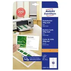 AVERY ZWECKFORM Visitenkarten matt 85x54mm C32011-25 Univer.200g,weiss 25Bl./10St.