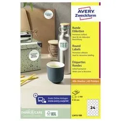 AVERY ZWECKFORM Etiketten 40mm L3415-100 weiss 2400 St&uuml;ck