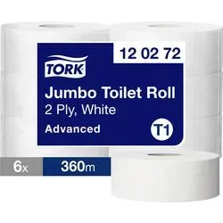 Tork Advanced Toilettenpapier Jumbo T1 2-lagig 120272 6 Rollen à 1800 Blatt