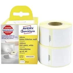 AVERY Zweckform AS0722370 Adressetiketten Selbsthaftend Schwarz auf Weiss 28 (B) x 89 (H) mm 2 Rollen à 130 Etiketten