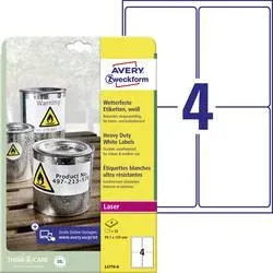 Avery-Zweckform L4774-8 Folien-Etiketten 99.1 x 139 mm Polyester-Folie Weiß 32 St. Permanent haftend Farblaserdrucker,