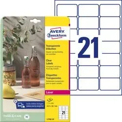 AVERY ZWECKFORM Etiketten 63,5x38,1mm L7782-25 transparent 525 St&uuml;ck