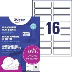 AVERY ZWECKFORM Namens-Etiketten 88,9x31mm L4783-20 weiss, Laser 20 Blatt