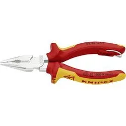 Spitzkombizange L.145mm Mehrkomp.-Hülle verchr.VDE m.Öse KNIPEX