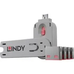 LINDY USB-A Port Schloss USB-Lock + Key 4er Set Rosa Schlüsselschloss inkl. 1 Schlüssel 40450