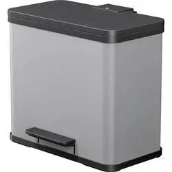Hailo - Tretabfallsammler Öko, duo Plus L, Volumen 9 + 17 l, silber., One Size, Taubengrau