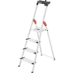 Hailo Stufenleiter L80 Comfortline Silber 4 Stufen 45 x 85 x 146 cm