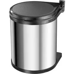 Hailo Compact-Box M 3555-101 Mülleimer 15 l Edelstahl (Ø x H) 285 mm x 355 mm Silber, Schwarz 1 St.
