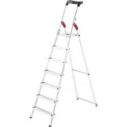 Hailo L60 StandardLine 8160-707 Aluminium Stufen-Stehleiter inkl. Werkzeugablage Arbeitshöhe (max.): 3.25 m Silber, Rot,