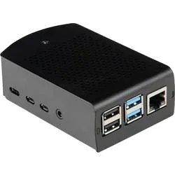 Joy-it rb-alucasep4+06 SBC-Gehäuse Passend für (Entwicklungskits): Raspberry Pi® mit Befestigungslaschen Schwarz
